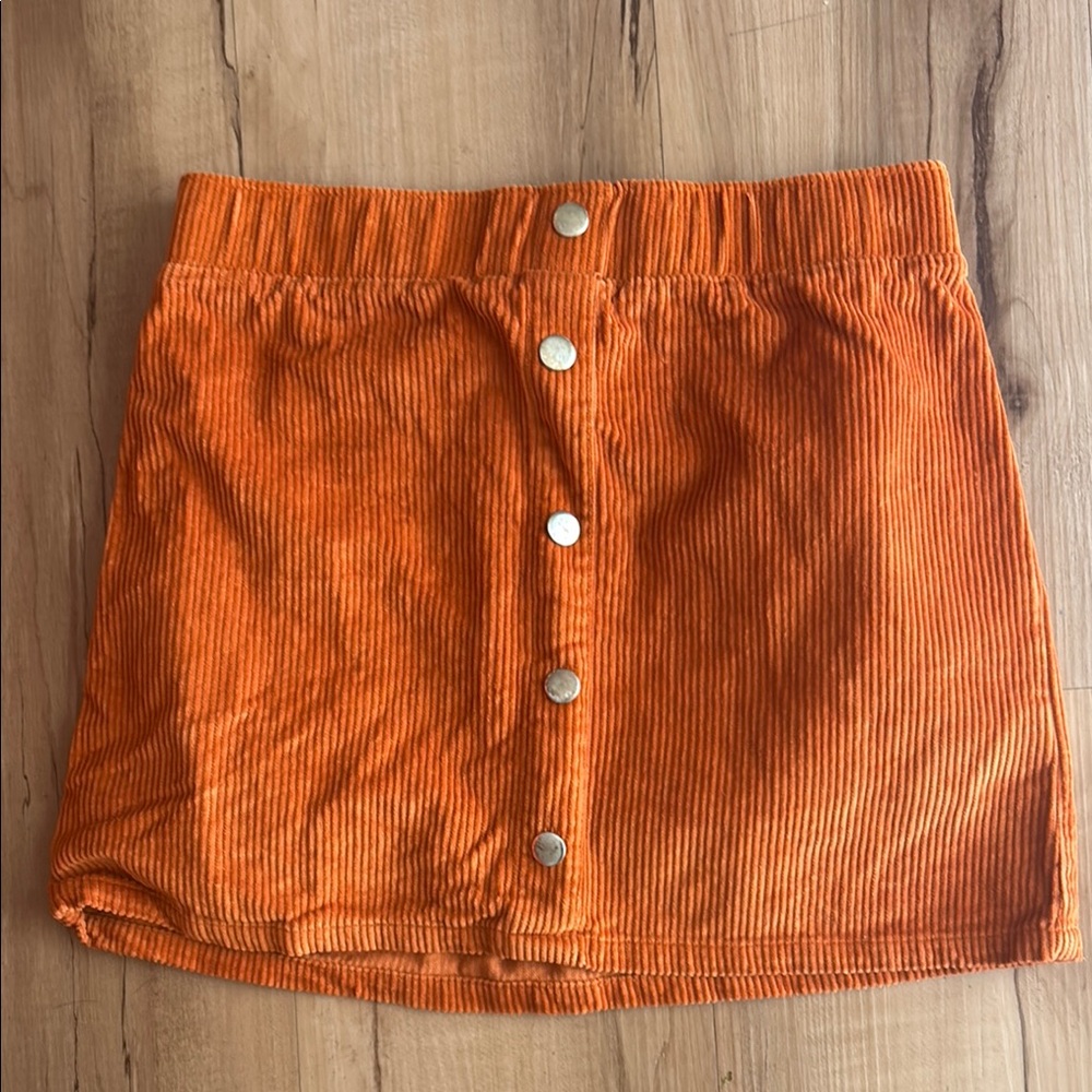 Isaac Mizrahi Orange Mini A-Line Ribbed Skirt